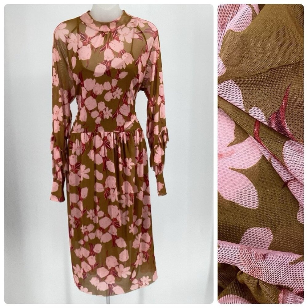Y.A.S YASHATEL Women’s Floral Mock Neck Ruffle Long Sleeve Maxi Dress Size M